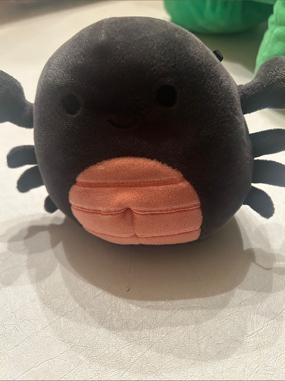 Squishmallows Black Plush Spider with Orange Belly